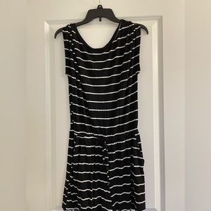 Black and white shorts romper